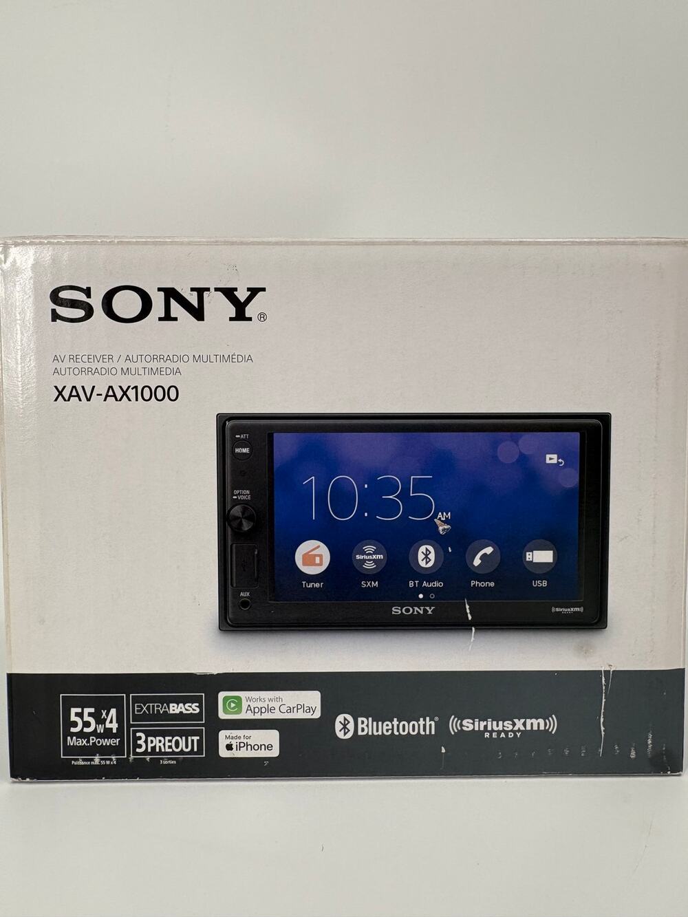 Sony XAV AX1000 Apple CarPlay Bluetooth Multimedia Player AM FM XM USB Aux 6.2"